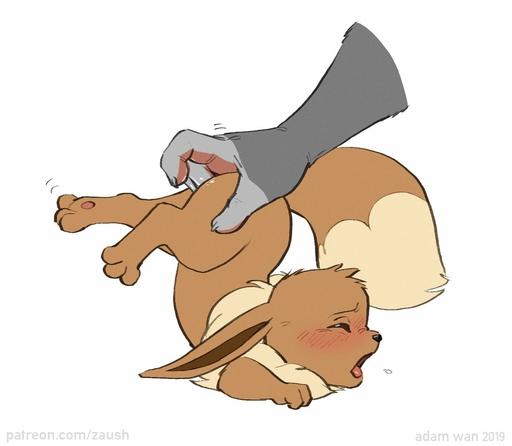 2019 black_nose brown_body brown_fur digital_media_(artwork) duo eevee female feral fingering fur nintendo patreon patreon_username pokemon pokemon_(species) simple_background solo_focus text url video_games white_background zaush // 1200x1045 // 72KB