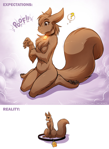 ? anthro biped breasts brown_body brown_fur chest_tuft claws collar collar_of_keidranification conditional_dnp covering covering_self digitigrade featureless_breasts female feral fluffy fluffy_tail fur hi_res kneeling knock-kneed mammal mrs._nibbly nude pawpads rodent sciurid simple_background solo sound_effects surprise text toe_claws tom_fischbach transformation tree_squirrel tuft twokinds webcomic webcomic_character white_background // 1000x1363 // 757.9KB