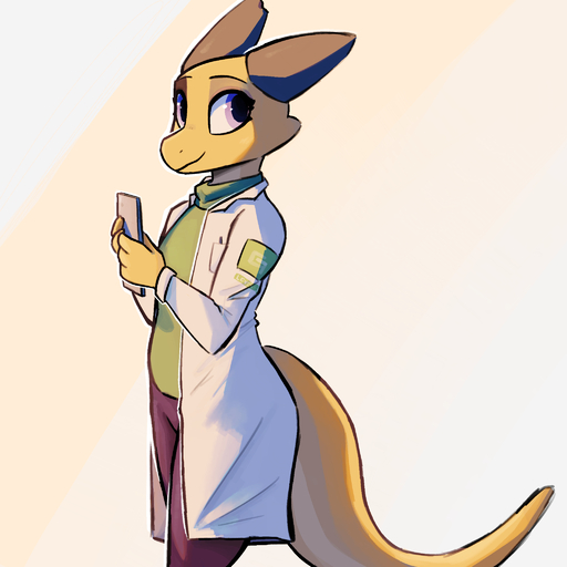 1:1 2022 anthro clothing coat digital_media_(artwork) dragon enginetrap female hi_res holding_object horn lab_coat light lighting scalie shaded silverlay_(enginetrap) smile solo topwear western_dragon yellow_body // 2048x2048 // 1.1MB