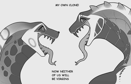 2020 anthro cobra comic_sans compression_artifacts densantra_(deathhydra) derek_hetrick dialogue duo english_text eyebrow_piercing facial_piercing female forked_tongue furgonomics furry-specific_piercing gauged_snake_hood glowing glowing_markings grey_background horn looking_at_another markings meme monochrome nose_piercing nose_ring open_mouth open_smile piercing reptile rose_(deathhydra) scalie sharp_teeth simple_background smile snake snake_hood snake_hood_piercing spikes spikes_(anatomy) spines teeth text tongue tongue_out tongue_piercing // 1240x800 // 38.9KB