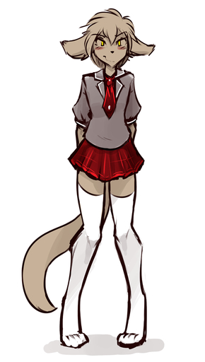 ambiguous_gender anthro basitin blush bottomwear brown_body brown_fur clothed clothing conditional_dnp digitigrade embarrassed fur keith_keiser legwear male_(lore) mammal school_uniform simple_background skirt solo stockings thigh_highs tom_fischbach twokinds uniform webcomic webcomic_character white_background yellow_eyes // 524x924 // 163.9KB