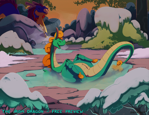 2015 antlers anus being_watched claws conditional_dnp dragon duo eastern_dragon eyes_closed female feral floating genitals green_body green_scales hair hindpaw horn hot_spring irish_dragon long_neck looking_at_another lying mane on_back open_mouth orange_hair outside partially_submerged paws plant purple_body purple_scales pussy rock scales scalie sefeiren shrub sky snow solo_focus spying steam thick_tail tree water wide_crotch wide_hips wings // 1280x989 // 1.4MB