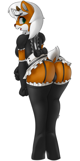1:2 absurd_res anthro big_butt butt cervid clothed clothing costume digital_media_(artwork) female freckles hi_res legwear looking_at_viewer looking_back maid_uniform mammal marblesoda shy simple_background solo stockings thick_thighs thigh_highs uniform white_background wide_hips // 2500x5000 // 1.9MB
