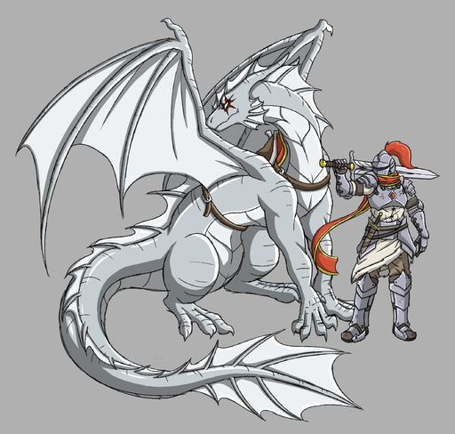 armor clothed clothing dragon duo full-length_portrait fully_clothed grey_body grey_scales headgear helmet hi_res mammal melee_weapon membrane_(anatomy) membranous_wings portrait rakkuguy scales scalie size_difference sword weapon wings // 2396x2284 // 2.0MB