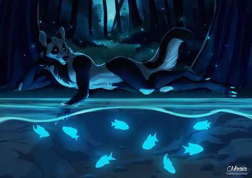 ambiguous_gender anthro arthropod beetle canid canine canis digital_media_(artwork) elateroid firefly fish forest giant_panda glowing group hybrid illusie insect maaia magic male mammal marine nude plant pond smile solo_focus tree ursid wolf // 1240x877 // 1.5MB