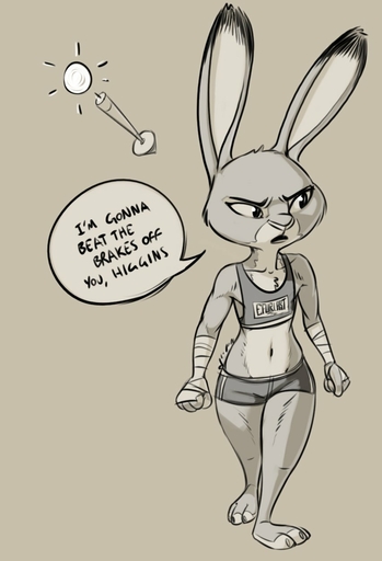 2020 anthro barefoot bottomwear clothed clothing crop_top dialogue digital_media_(artwork) dipstick_ears english_text feet female fully_clothed fur grey_background hi_res hotpants judy_hopps lagomorph leporid mammal midriff multicolored_ears navel rabbit samur_shalem shaded shirt shorts simple_background solo speech_bubble standing text text_on_clothing text_on_topwear topwear // 852x1249 // 80.7KB