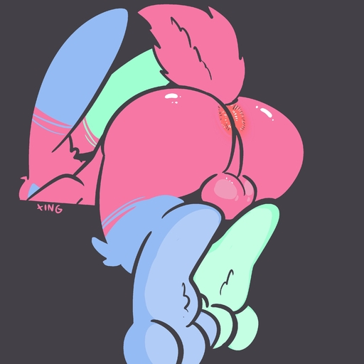 3_toes absurd_res all_fours anthro anus balls big_butt blue_body blue_fur butt feet fur genitals green_body green_fur grey_background hi_res huge_butt humanoid_genitalia inviting lagomorph leporid male mammal nude perineum pink_body pink_fur presenting presenting_anus presenting_balls presenting_hindquarters rabbit raised_tail seductive simple_background solo the_xing1 toes tuft xing_(the_xing1) // 3000x3000 // 243.2KB
