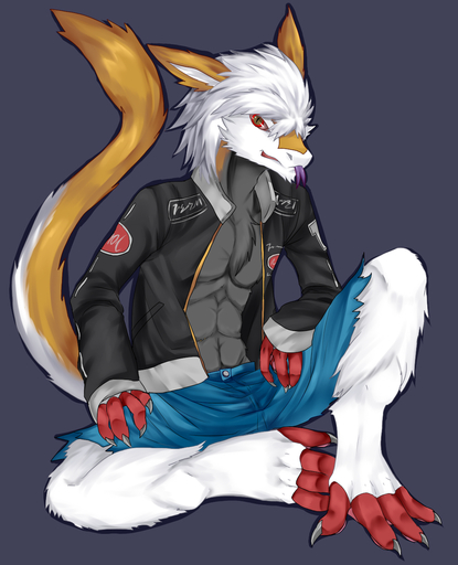 anthro bottomwear claws clothed clothing forked_tongue fur grey_body grey_fur hair hi_res johnsergal_(character) looking_at_viewer male mammal multicolored_body multicolored_fur open_clothing open_shirt open_topwear purple_tongue red_body red_eyes red_fur sergal shirt shorts simple_background solo tan_body tan_fur tongue topwear unknown_artist white_body white_fur white_hair 絕望少女 // 1105x1364 // 842.1KB