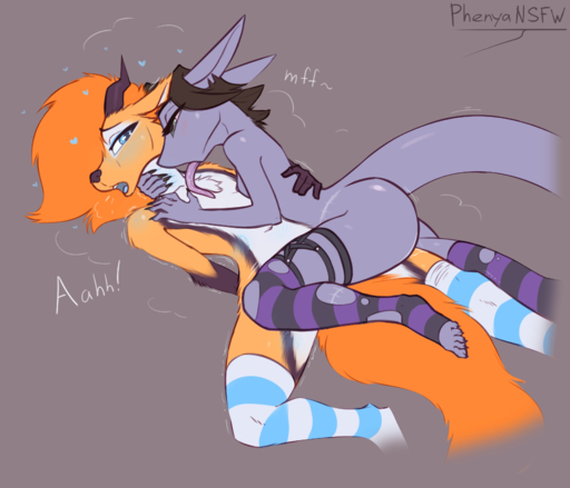 <3 absurd_res animal_humanoid anthro blush breasts breath brown_body brown_fur canid canine cervid close_(disambiguation) clothing duo female fox fur hi_res horn hug humanoid hybrid legwear licking lying male malefemale mammal mammal_humanoid multicolored_body multicolored_fur nikki_(phenyanyanya) orange_body orange_fur phenyanyanya shaking stockings text tongue tongue_out trembling white_body white_fur yellow_body yellow_fur // 3500x3000 // 4.6MB