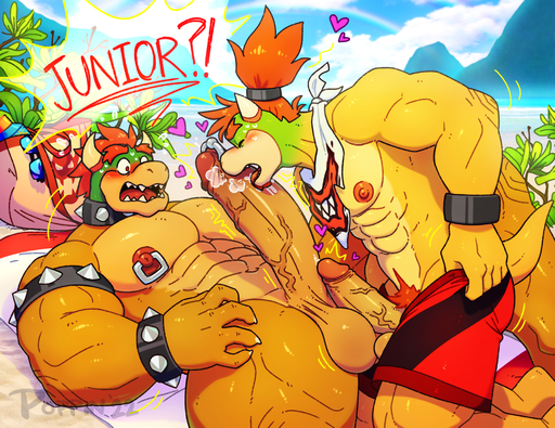 2022 <3 aged_up anthro armband bag balls balls_touching beach big_balls big_muscles big_penis bodily_fluids bowser bowser_jr. bracelet clothing collar countershade_torso countershading duo english_text eyewear facial_hair father father_and_child father_and_son foreskin frottage genital_fluids genital_piercing genitals goatee hair hi_res horn huge_penis humanoid_genitalia humanoid_penis incest_(lore) jewelry koopa licking lying male malemale muscular muscular_anthro muscular_male nipple_piercing nipple_ring nipples on_back oral orange_body outside parent parent_and_child penile penis penis_lick penis_piercing piercing plant ponytail poppin precum prince_albert_piercing rainbow red_eyes red_hair ring_piercing scalie sea seaside sex shocked shocked_expression son spiked_armband spiked_bracelet spiked_collar spikes sunglasses sweat swimming_trunks swimwear text tongue tongue_out towel undressing vein veiny_penis video_games water // 2100x1620 // 3.1MB