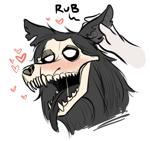 <3 ambiguous_gender anthro black_body black_fur blush bone canid canine disembodied_hand duo ear_petting fur human keadonger looking_pleasured malo mammal monster open_mouth petted_silly petting scp-1471 scp-1471-a scp_foundation simple_background skull solo_focus text undead // 631x592 // 200.5KB