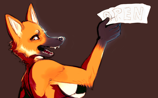 anthro athosvds big_breasts breasts canid canine catarina clothed clothing female holding_paper mammal maned_wolf open_mouth skimpy solo teeth // 1280x793 // 536.7KB