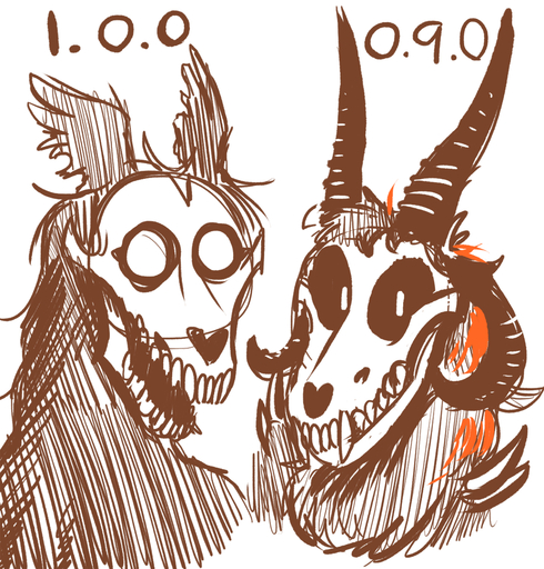 2018 ambiguous_gender bone canid canine curved_horn digital_media_(artwork) duo fan_character fur hi_res horn keadonger looking_at_viewer malo malo_0.9 malo_1.0 mammal monster ram_horns scp-1471 scp-1471-a scp_foundation simple_background sketch skull skull_face skull_head smile teeth undead // 1226x1280 // 944.9KB