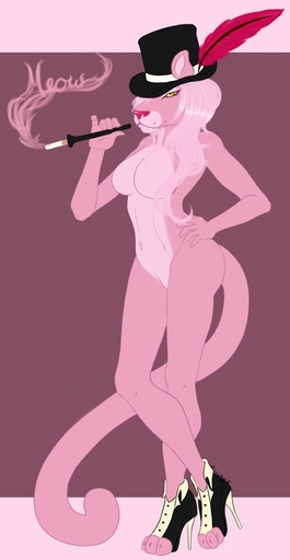 2013 anthro breasts cigar clothing crossgender featureless_breasts featureless_crotch felid female fur hat headgear headwear hi_res mammal metro-goldwyn-mayer pantherine pink_body pink_fur pink_panther pink_panther_(series) solo vexstacy // 662x1280 // 59.7KB