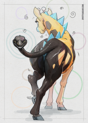abstract_background anus blue_anus butt cloven_hooves dizzy equine_anus feral girafarig hooves living_tail looking_at_viewer male mind_control multi_head pokemon_(species) presenting presenting_hindquarters sharp_teeth shiny_pokemon smile solo spottyjaguar tail_head teeth unusual_anatomy unusual_tail video_games white_eyes yellow_eyes // 643x900 // 967.0KB