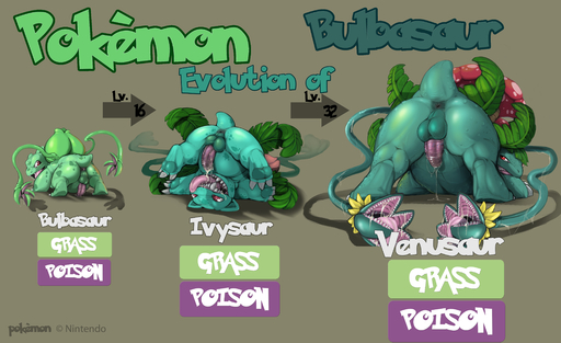 2011 absurd_res anus backsack balls bodily_fluids bulbasaur butt chart claws cum darkened_genitalia directional_arrow drooling elemental_creature english_text erection evolution evolution_chart evolutionary_family feral flora_fauna genital_fluids genitals hi_res ivysaur level_difference looking_at_viewer looking_back male messy narse nintendo nude penis plant pokemon pokemon_(species) presenting presenting_hindquarters red_eyes saliva scalie size_difference solo species_name tentacles text tongue venusaur video_games // 4500x2750 // 2.7MB