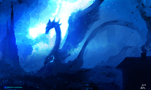 2017 ambiguous_gender blue_theme cool_colors dragon feral ryky solo spines text url wings // 1503x894 // 1.9MB