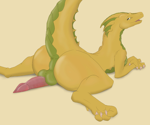 anus araphre araphre_(artist) balls butt claws dragon feral genitals hi_res lying male on_front penis penis_backwards presenting presenting_hindquarters raised_tail scalie solo spread_legs spreading // 1727x1440 // 483.7KB