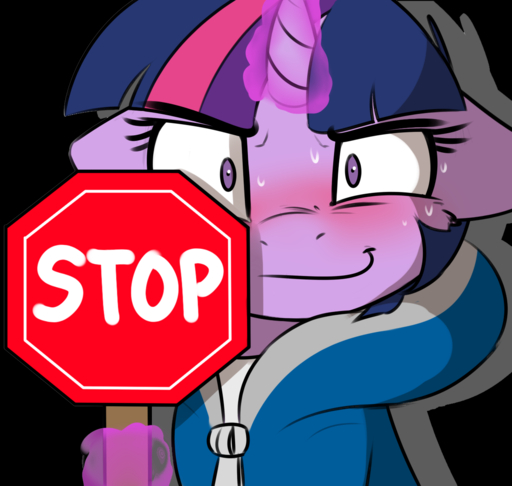 alpha_channel blush bodily_fluids clothed clothing cosplay crossover equid equine female friendship_is_magic hair hasbro horn horse looking_at_viewer mammal my_little_pony pudgeruffian purple_eyes purple_hair reaction_image sans_(undertale) simple_background smile solo stop_sign sweat twilight_sparkle_(mlp) undertale unicorn video_games white_background // 1200x1139 // 402.2KB