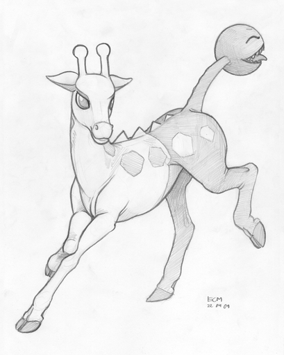 2022 ambiguous_gender digital_media_(artwork) ecmajor feral girafarig hooves pokemon_(species) simple_background solo spines video_games white_background // 893x1119 // 299.4KB
