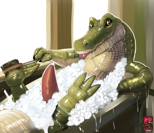 2022 bathing bathtub crocodile crocodilian crocodylid erection genitals green_body grizzledcroc hi_res male penis reptile scalie solo tongue tongue_out // 2048x1763 // 370.3KB