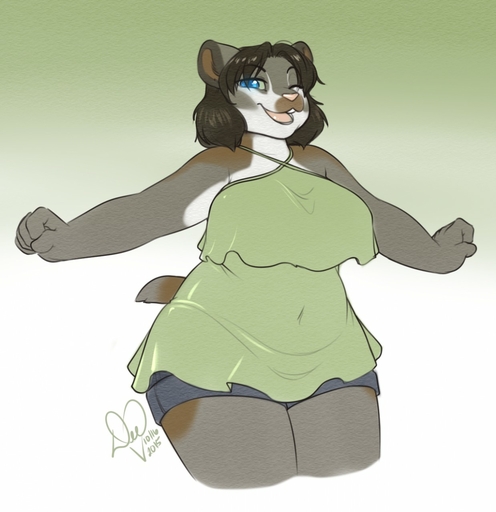 2015 anthro belly biped breasts brown_body brown_fur chipmunk clothed clothing digital_media_(artwork) female fur gradient_background grey_body grey_fur ground_squirrel hi_res kittydee looking_at_viewer mammal navel one_eye_closed open_mouth rodent sciurid simple_background slightly_chubby smile solo standing teeth tongue white_body white_fur wink // 1239x1280 // 169.6KB