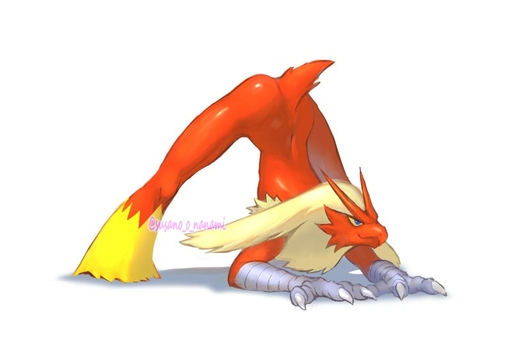 ambiguous_gender anthro ass_up bent_over blaziken blue_eyes claws feathers jack-o'_crouch_pose nintendo pokemon pokemon_(species) red_body red_feathers scales simple_background smile susano_o_nanami video_games white_background yellow_body yellow_feathers yellow_sclera // 800x542 // 26.3KB