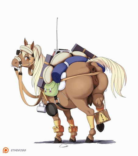 2019 animal_genitalia animal_pussy anus bridle butt equid equine equine_pussy etheross female feral genitals harness hi_res horse looking_back mammal pussy reins saddle simple_background solo teats white_background // 1133x1280 // 163.1KB