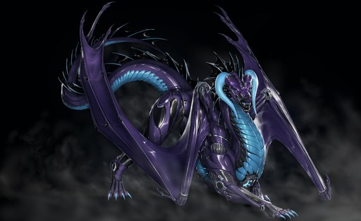 2019 android black_tongue blue_claws blue_eyes claws curved_horn digital_media_(artwork) dragon feral hi_res horn machine membrane_(anatomy) membranous_wings open_mouth purple_body purple_skin rakisha robot scalie solo spines standing teeth toe_claws tongue western_dragon wings // 1900x1163 // 1.1MB