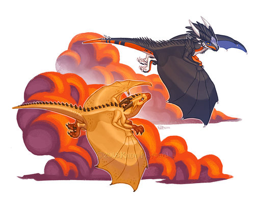 2018 ambiguous_gender claws cloud cyrakhis digital_media_(artwork) dnk dragon duo feral flying horn katie_hofgard membrane_(anatomy) membranous_wings scales scalie smile spines western_dragon wings // 1105x850 // 706.8KB