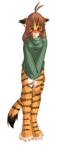 anthro bottomless brown_hair casual_exposure clothed clothing conditional_dnp digitigrade felid female flora_(twokinds) fur hair keidran mammal multicolored_body multicolored_fur orange_body orange_fur pantherine simple_background solo striped_body striped_fur stripes sweater tiger tom_fischbach topwear twokinds webcomic webcomic_character white_background white_body white_fur // 371x800 // 93KB