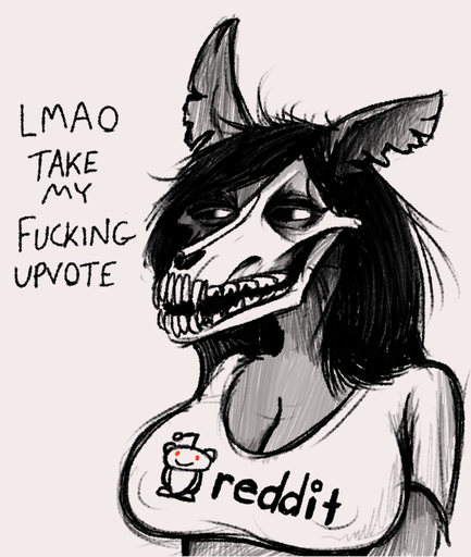 2017 anthro big_breasts black_hair bone breasts canid canine clothed clothing english_text female hair keadonger malo mammal profanity reaction_image reddit scp-1471 scp-1471-a scp_foundation shirt simple_background skull solo text text_on_clothing text_on_shirt text_on_topwear topwear // 664x786 // 1.0MB