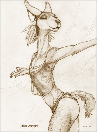 2012 anthro camelid camisole clothed clothing crossdressing ear_piercing ecmajor furgonomics furry-specific_piercing girly guanaco hooves lingerie male mammal nightgown piercing santiago_sara_(ecmajor) simple_background solo tail_piercing // 599x815 // 205.0KB
