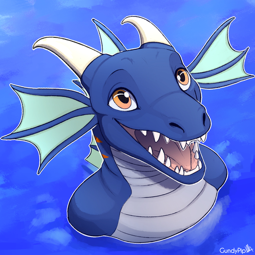 1:1 2019 abstract_background ambiguous_form ambiguous_gender aquatic_dragon belly_scales blue_background blue_body blue_scales bust_portrait countershade_face countershade_torso countershading cute_face dragon ear_frill english_text frill_(anatomy) gundypip happy hi_res horn icon light lighting looking_up marine membrane_(anatomy) open_mouth open_smile orange_body orange_eyes orange_scales orange_stripes outline partially_submerged portrait pupils reptile scales scalie shaded sharp_teeth signature simple_background smile snout solo stripes teeth text tongue water western_dragon white_body white_countershading white_scales wyvern // 1200x1200 // 1.3MB