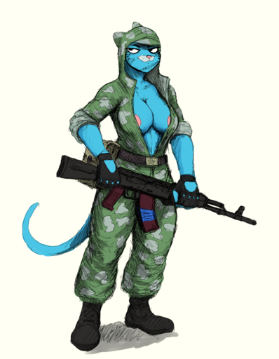 2019 ak-74 ak-74m anthro assault_rifle big_breasts blue_body blue_fur boots breasts camo cartoon_network cleavage clothed clothing digital_media_(artwork) domestic_cat fatigues felid feline felis female fingers footwear fur gloves gun half-closed_eyes handwear headgear hi_res hladilnik mammal mature_anthro mature_female narrowed_eyes nicole_watterson nipples pattern_clothing pose ranged_weapon rifle simple_background smile solo spetsnaz the_amazing_world_of_gumball uniform weapon whiskers white_background // 1280x1646 // 1.1MB