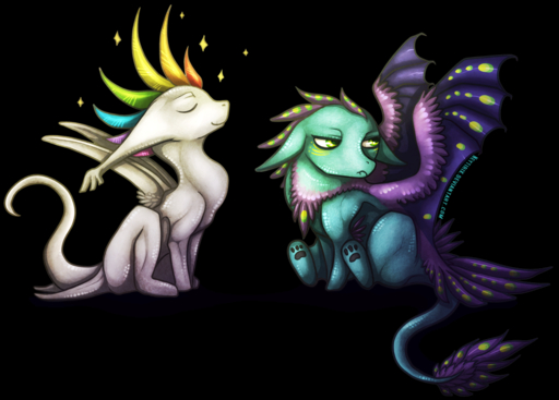 alpha_channel ambiguous_gender dragon duo eyes_closed feral green_eyes membrane_(anatomy) membranous_wings neytirix nude simple_background sitting transparent_background wings // 1137x816 // 3.5MB