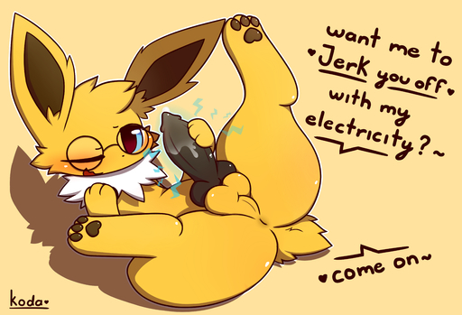 <3 absurd_res animal_genitalia animal_penis anus backsack balls blue_eyes blush bodily_fluids brown_pawpads butt canine_penis dialogue digital_media_(artwork) eeveelution english_text erection eyebrows feet feral fur genital_fluids genitals hi_res inviting jolteon knot koda_(artist) looking_at_viewer lying male mammal nintendo nude on_back one_eye_closed open_mouth pawpads paws penis perineum pokemon pokemon_(species) presenting presenting_anus presenting_balls presenting_hindquarters presenting_penis quadruped raised_tail shaded simple_background smile solo spread_legs spreading talking_to_viewer text video_games white_background yellow_balls yellow_body yellow_fur yellow_perineum // 6900x4700 // 5.5MB
