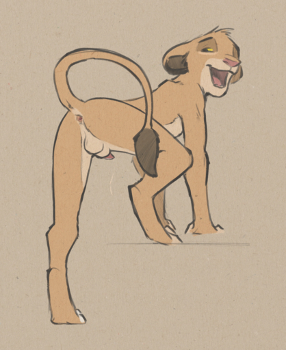 anthro anthrofied anus balls bodily_fluids butt colored_sketch cub disney felid gaping gaping_anus genital_fluids genitals half-closed_eyes half-erect hi_res lion looking_back male mammal narrowed_eyes nude open_mouth pantherine penis precum presenting presenting_hindquarters raised_tail seductive simba simple_background smile solo the_lion_king tuke young // 1218x1491 // 2.2MB