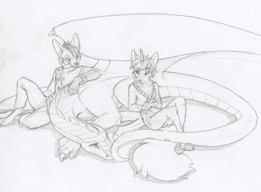 2019 anthro dragon feral group membrane_(anatomy) membranous_wings ruaidri sketch smile spines traditional_media_(artwork) wings // 1087x801 // 1.1MB