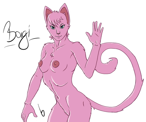 anthro areola bagi bagi_the_monster_of_mighty_nature biped blue_eyes breasts cougar eyebrows felid feline female fur gesture hair humanoid_hands looking_at_viewer mammal navel nipples nude osamu_tezuka pink_areola pink_body pink_fur pink_hair pink_nipples pink_nose short_hair simple_background slim small_breasts smile solo standing thirteeenth waving white_background // 1280x1069 // 314.8KB