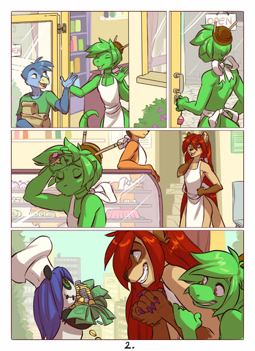 5_fingers animate_inanimate anthro apron apron_only avian bare_back bird canid canine clothed clothing comic detailed_background ear_piercing female fingers girly green_eyes green_hair hair hi_res leona_(aka)_little_one living_plushie male mammal money mostly_nude nanomoochines piercing plushie red_hair rodent sciurid sledge slenderdragon smile teeth tree_squirrel zummeng // 929x1280 // 830.9KB