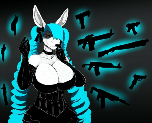 2020 accessory anthro asinus big_breasts blue_hair breasts donk donkey equid equine female gun hair hair_accessory hair_bow hair_ribbon hi_res hladilnik horse huge_breasts magic_user male_(lore) mammal pigtails ranged_weapon ribbons solo vtuber_donk weapon // 1578x1280 // 200.1KB