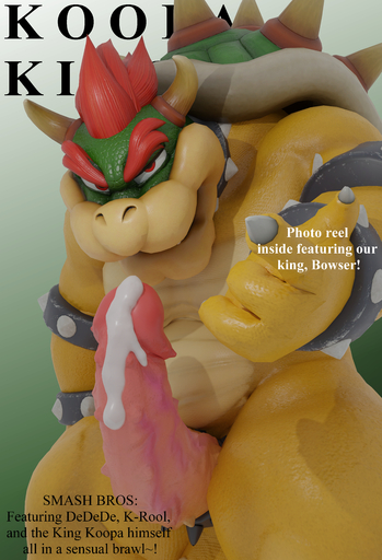 3d_(artwork) absurd_res anthro balls belly big_penis bodily_fluids bowser cum cum_drip digital_media_(artwork) dripping english_text genital_fluids genitals hi_res koopa magazine male penis reptilligator scalie seductive solo spiked_balls spikes spikes_(anatomy) text thick_thighs video_games // 4728x6939 // 21.8MB
