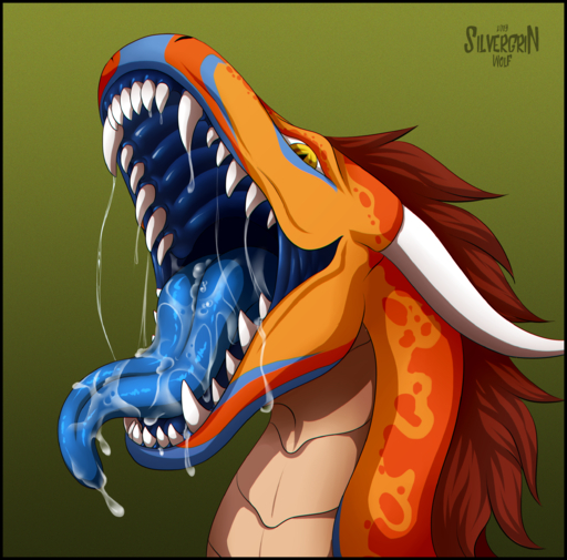 absurd_res ambiguous_form ambiguous_gender black_border bodily_fluids border dragon drooling fangs hi_res mouth_shot open_mouth palate saliva saliva_on_tongue saliva_string silvergrin solo tongue tongue_out // 2536x2500 // 8.6MB