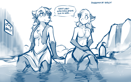 16:10 2017 after_transformation anthro bathing blue_and_white blush breasts canid canine canis clothed clothing clovis_(twokinds) conditional_dnp crossgender duo english_text featureless_breasts female fox gender_transformation gloves_(marking) hi_res hot_spring hybrid keidran mammal markings mike_(twokinds) monochrome mtf_crossgender mtf_transformation notched_ear partially_clothed sign simple_background sitting sketch text thought_bubble tom_fischbach topless towel transformation twokinds water waterfall webcomic webcomic_character wet white_background widescreen wolf // 1920x1200 // 1.1MB