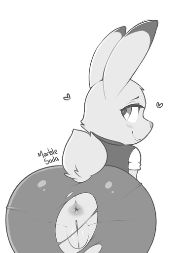 2016 <3 anthro anus big_butt blush butt butt_focus clothing digital_drawing_(artwork) digital_media_(artwork) disney female fur genitals greyscale half-closed_eyes hi_res judy_hopps lagomorph leporid long_ears looking_at_viewer looking_back mammal marblesoda monochrome narrowed_eyes plump_labia presenting presenting_anus presenting_hindquarters presenting_pussy pussy rabbit raised_tail simple_background smile solo teeth thick_thighs torn_clothing white_background zootopia // 1613x2239 // 361KB