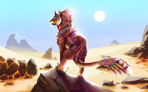 16:10 ambiguous_gender day detailed_background digital_media_(artwork) feathers felid feral grey_nose hi_res mammal neytirix nude outside pantherine sky solo standing sun tiger // 2560x1600 // 534.9KB