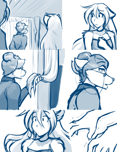 2019 animal_humanoid anthro blue_and_white canid canid_humanoid canine canine_humanoid canis clothed clothing collar conditional_dnp database_error_(twokinds) eyewear female fur glasses group hair human humanoid keidran male mammal mammal_humanoid monochrome raine_silverlock roselyn_(twokinds) sketch tom_fischbach twokinds webcomic webcomic_character wolf // 825x1075 // 473.8KB