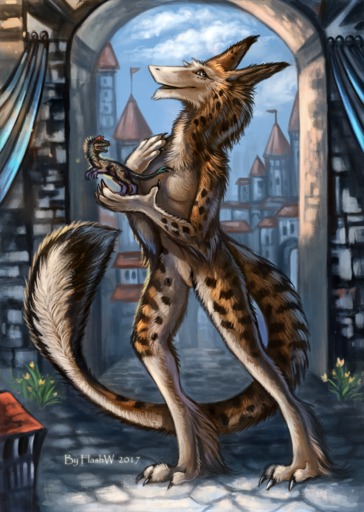 2017 ambiguous_gender ankle_tuft anthro arch architecture arm_tuft black_body black_claws black_fur black_markings black_spots blurred_background breasts brown_body brown_fur building butt castle city cityscape claws cloud countershading day detailed detailed_background detailed_fur digital_media_(artwork) digitigrade dinosaur dipstick_tail dromaeosaurid duo ear_markings ears_back elbow_tufts facial_markings featureless_breasts featureless_crotch female feral flashw fluffy fluffy_tail front_view full-length_portrait fur fur_tuft gloves_(marking) grass green_markings hand_on_breast hand_on_chest head_markings hindpaw inner_ear_fluff leg_markings leg_tuft long_mouth long_tail looking_away looking_back markings micro multicolored_tail neck_tuft no_sclera nude on_hand open_mouth orange_body orange_eyes orange_fur outside paws pivoted_ears plant portrait purple_body reptile scalie sergal shadow sharp_teeth shoulder_tuft side_view silver_eyes size_difference sky smile snout socks_(marking) solo_focus spots spotted_body spotted_fur spotted_tail standing street tail_tuft teeth theropod tuft unknown_character velociraptor white_body white_countershading white_fur yellow_flower // 850x1197 // 1.7MB