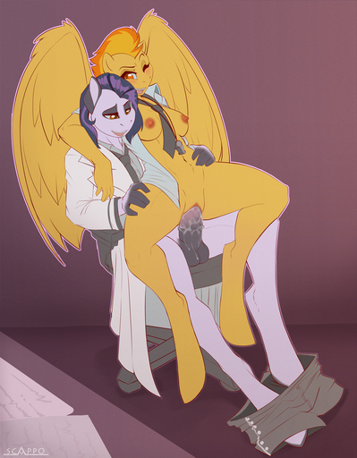2014 anthro anthrofied balls blush bodily_fluids bottomless breasts chair_position clothed clothing conditional_dnp cum dr_sweetheart_(oc) duo equid equine erection fan_character feathered_wings feathers female female_penetrated friendship_is_magic from_behind_position genital_fluids genitals hair hasbro hi_res horse male malefemale male_penetrating male_penetrating_female mammal my_little_pony navel necktie nipples one_eye_closed open_clothing open_mouth open_shirt open_topwear pants_down partially_clothed pegasus penetration penile penile_penetration penis penis_in_pussy pussy scappo sex shirt sitting spitfire_(mlp) topwear vaginal vaginal_penetration whistle wings wonderbolts_(mlp) yellow_body yellow_feathers // 1013x1300 // 1.5MB